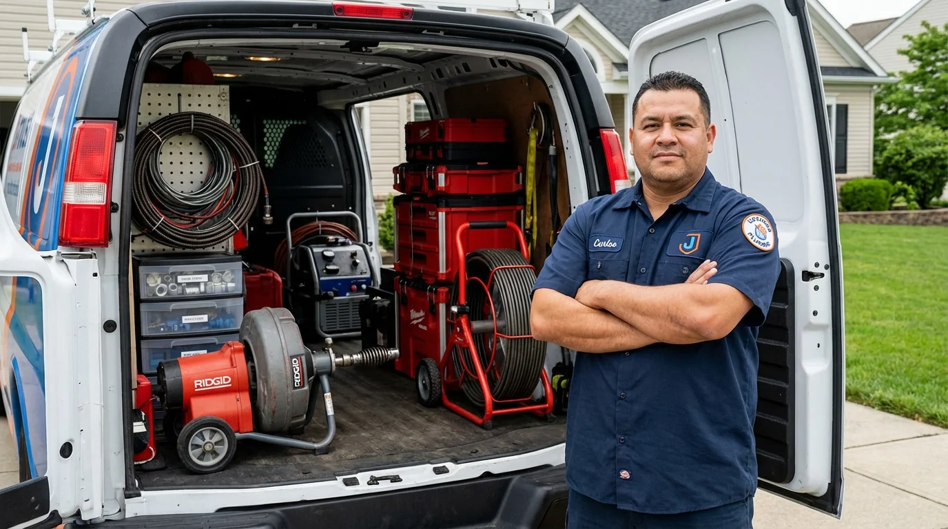 Professional drain cleaning equipment and Johns Plumbing LLC plumber in New Lexington