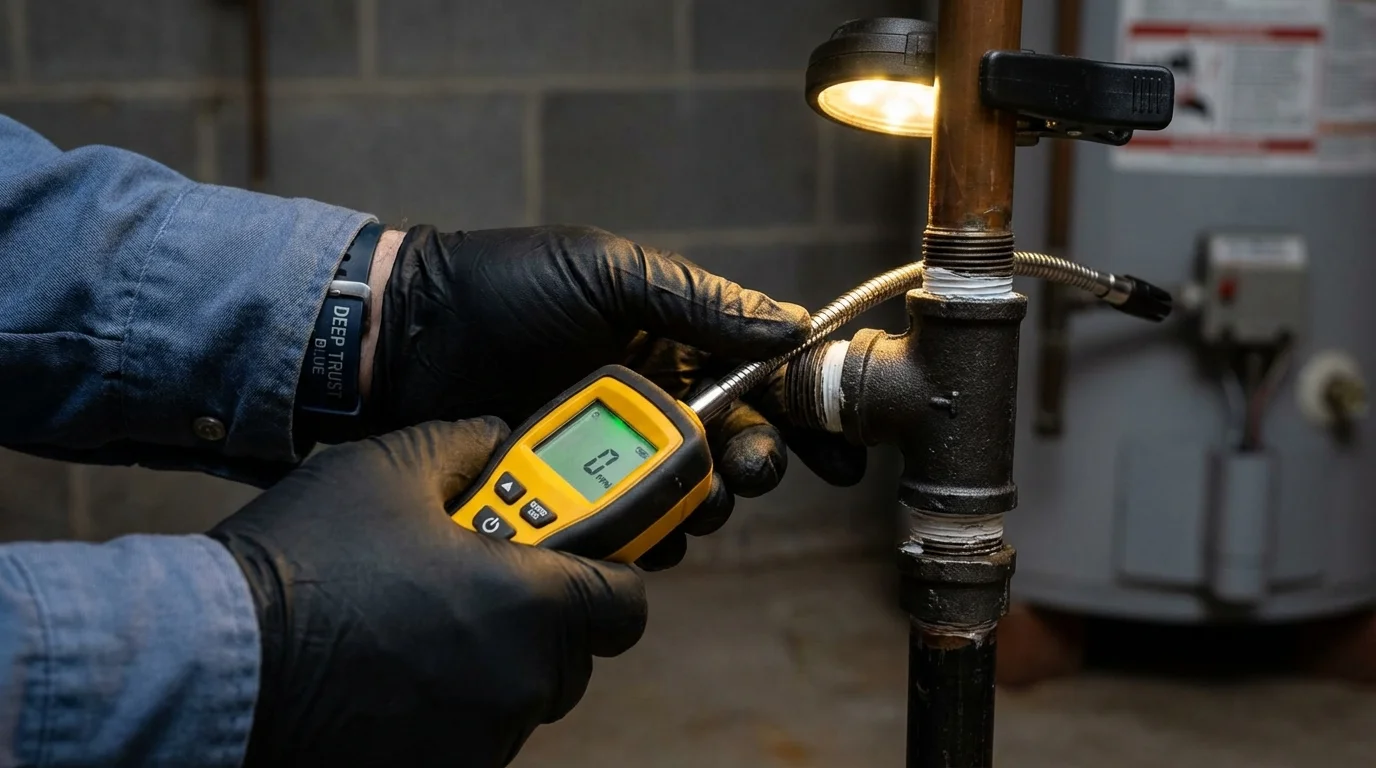 Gas leak detection with electronic sniffer by Johns Plumbing LLC in New Lexington