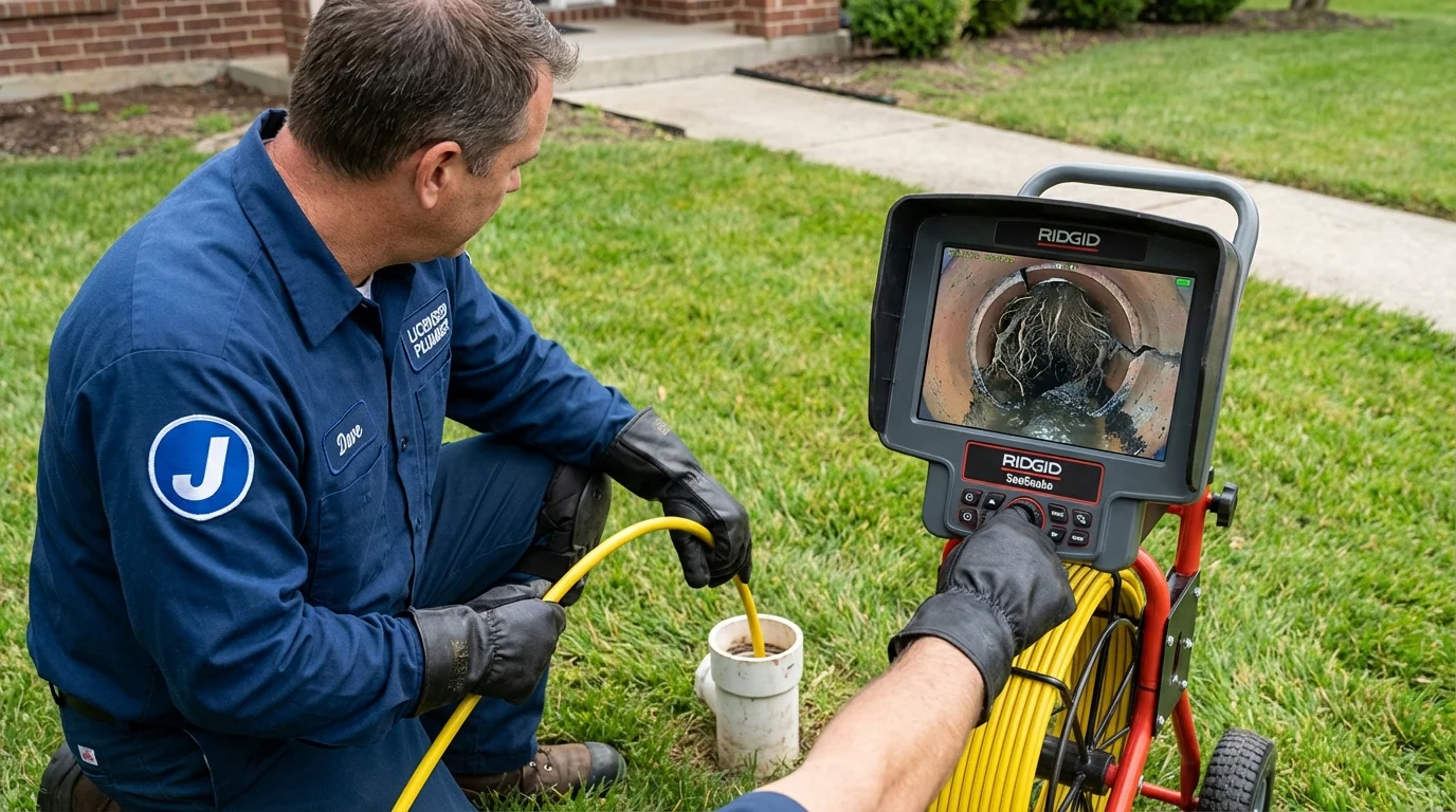 Sewer camera inspection being performed by Johns Plumbing LLC in New Lexington